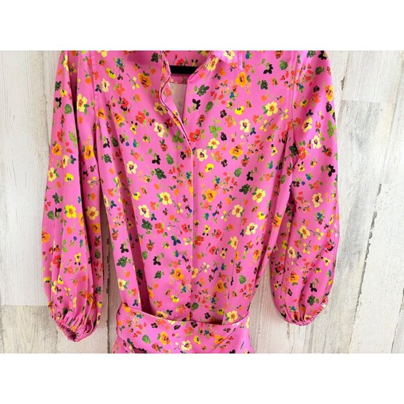 Ann Mashburn Sz S Isla Maxi Dress Pink Floral Charmeuse EUC - Picture 4 of 16